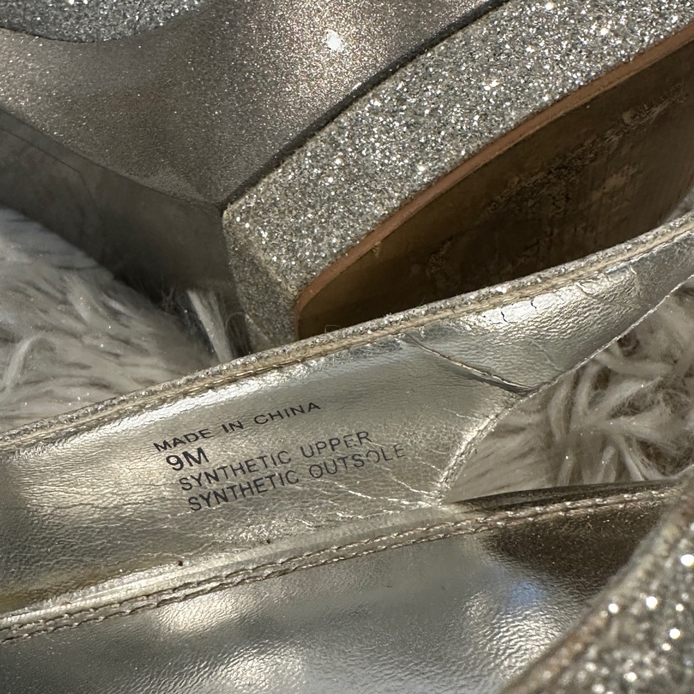 Bakers Silver Glitter Women's Slingback Heels - Picture 6 of 12
